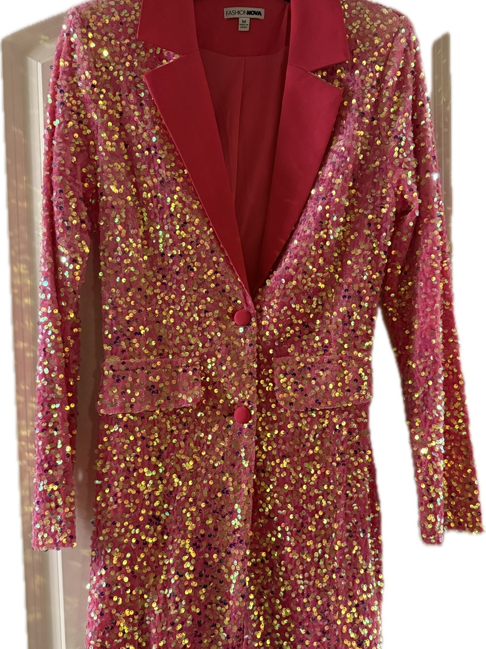Fashion Nova Hot Pink Sequin Romper